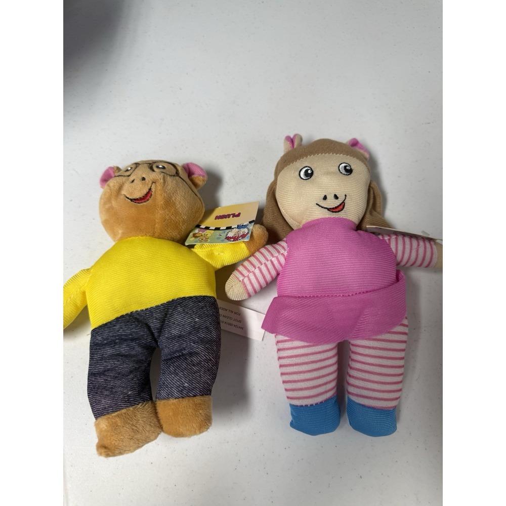 Arthur Cotton Plush Dolls PBS Kids 2 Pack Arthur and DW lot 8 Inch NEW w TAGS